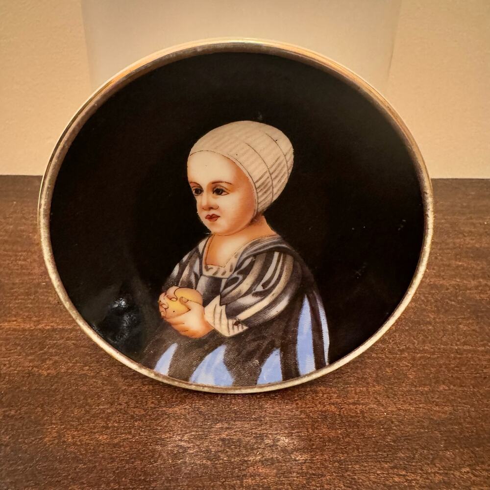 VTG Andrea S Occupied Japan Hand Painted Miniature Plate Portrait Hanging